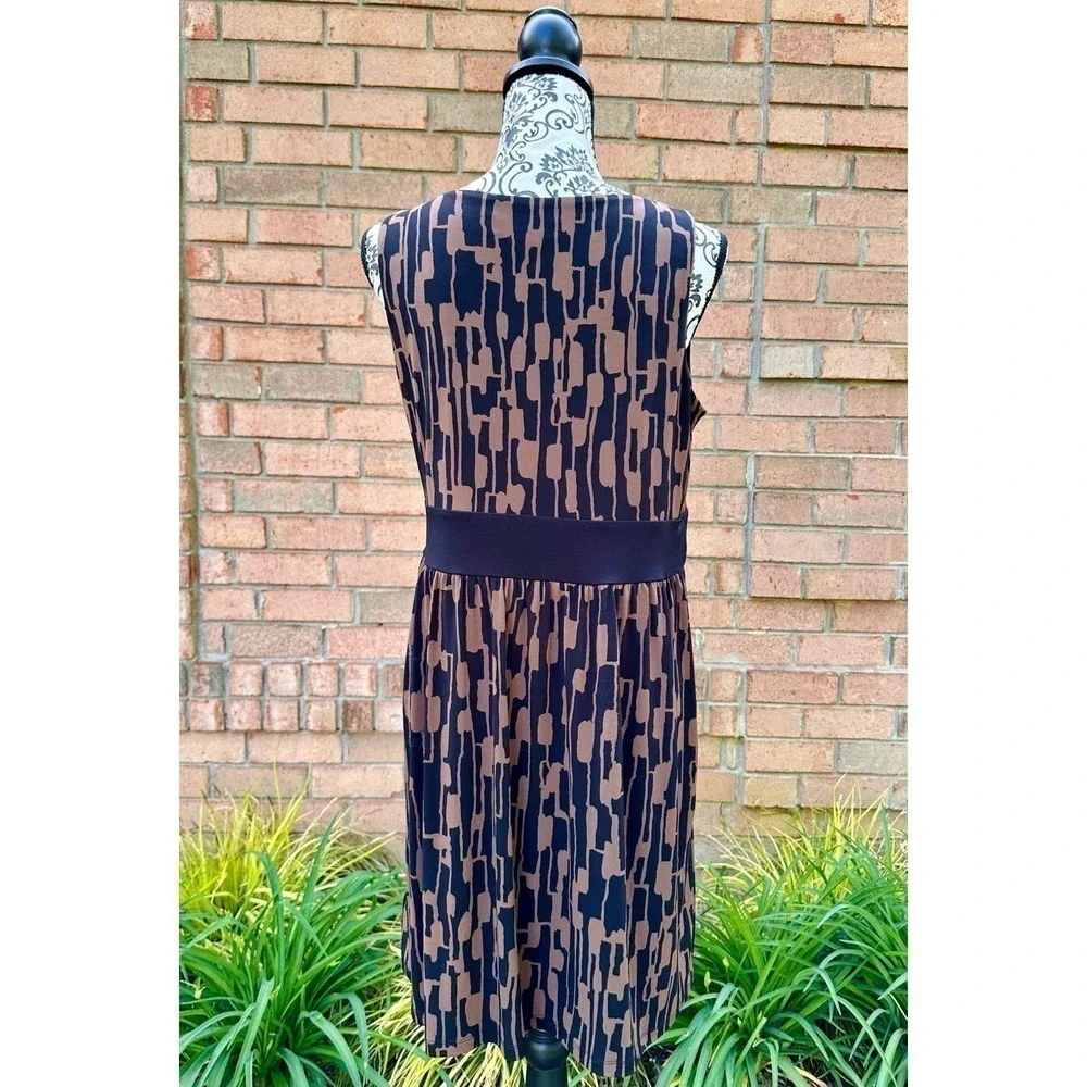 EUC Michael Kors Sleeveless Black Brown Dress Size Petite Large PL